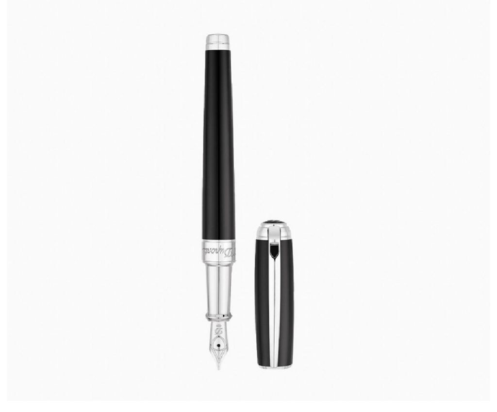 Line D Medium Black Lacquer &amp; Palladium Fountain Pen